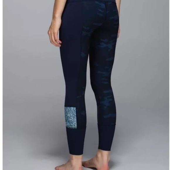 Lululemon Wunder Under Sashiko Inkwell Navy Blue Camo Leggings Size 4 - Picture 7 of 12